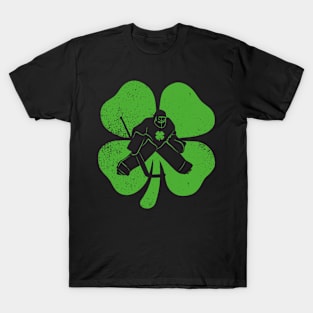 Hockey Player Shamrock Clover Funny St Patricks Day T-Shirt